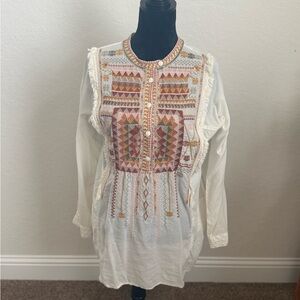 Johnny Was Multicolor Embroidered Blouse